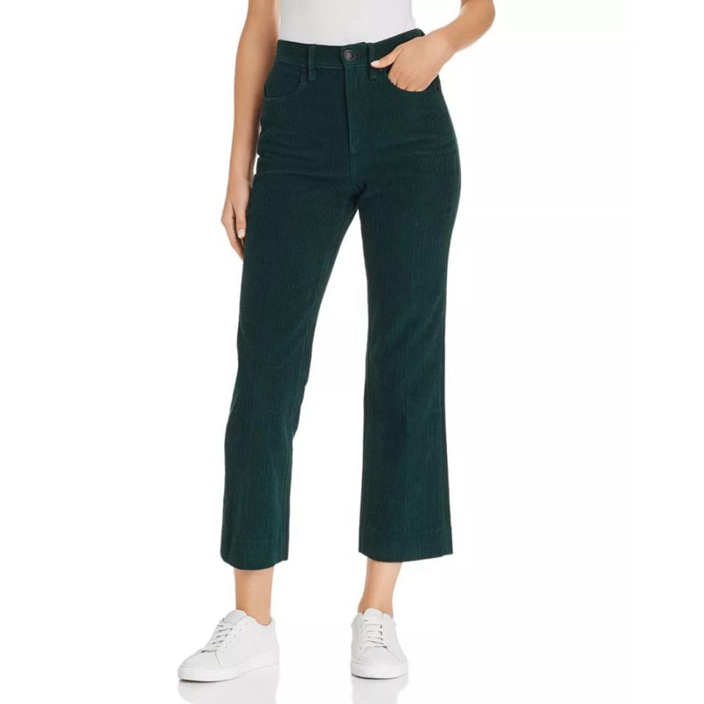 Rag And Bone, Dylan Cropped Flared Corduroy Jeans in Bottle Green size 27, NWT